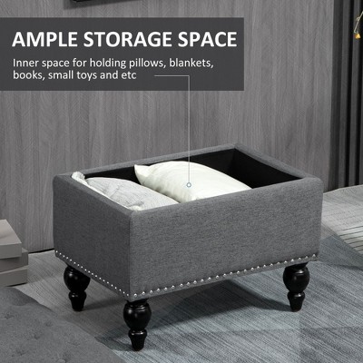 NicBex Rectangular Velvet Storage Ottoman Bench,Upholstered Storage Ottoman with Wood Legs,Modern Storage Bench for Living Room,Bedroom
