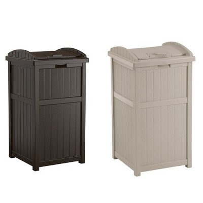 Suncast Hideaway Rectangular 33 Gallon Trash Can With Secure Lid