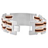 Pompeii3 Men's Steel Brushed Orange And Black Three Tone 24mm Link Flexible 8 " Bracelet - 2 of 3