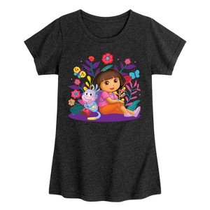 Girls' - Dora the Explorer - Dora And Boots Fitted Short Sleeve Graphic T-Shirt - 1 of 4