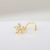 Jewelry Avalanche 20G 14K Yellow Gold CZ Accented Flower Nose Screw Nose Ring Stud - 2 of 4