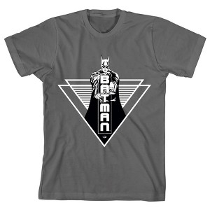 Batman Core Character Inside Triangle Youth Boy's Charcoal T-Shirt - 1 of 2