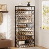 WOWLIVE 6/8/10-Tier Shoe Rack Black Metal with Rustic Brown Wood Top Shelf - 2 of 4