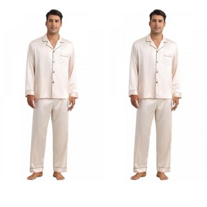 INSPIRE CHIC Men's 2 Pack Button Down Long Sleeve Casual Satin Pajamas Sets - 1 of 4