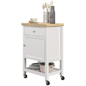 Aghana Digitals Mobile Kitchen Cart with Rubberwood Top, Drawer, Wine Rack, Cabinet & Towel Rack - - 1 of 4
