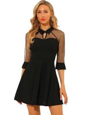 Allegra K Women's Keyhole Mesh Sheer Half Sleeve Retro Gothic Cocktail Party  Vintage Dress : Target