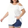 Women's Plus Size Criss Cross Off One Shoulder Short Sleeve Boat Neck Summer Casual Blouses - Agnes Orinda - 2 of 4