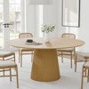 PexFix 60" Round Dining Table for 6 People Modern Pedestal Table with Fluted Cone Base & Wood MDF Top for Small Space Kitchen Dining Room Cafe Natural - 2 of 4