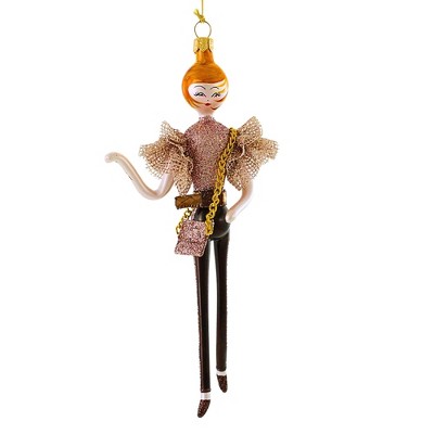 Italian Ornaments 7.0 Inch Lorene In Brown Legging Diva Lady Fashionista Tree Ornaments