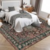 Area Rugs: Washable Non-Slip Floral Vintage Carpet, Foldable Low Pile Stain Resistant Rugs for Hallway, Living Room, Bedroom, Home, Camel - 3 of 4