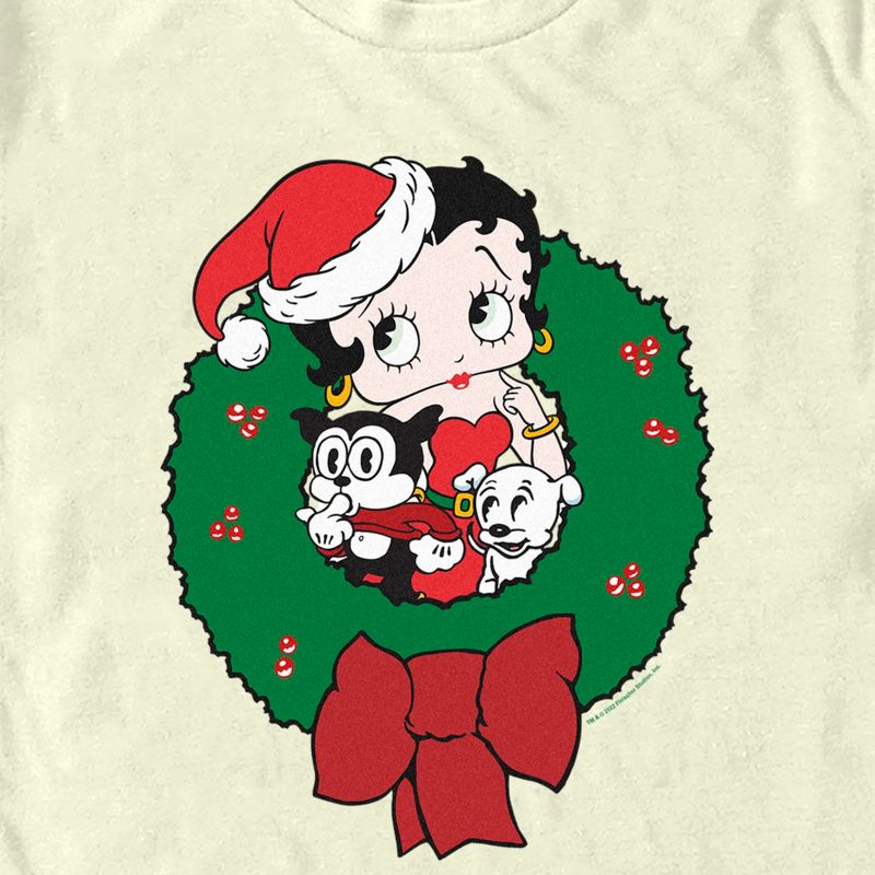 Men's Betty Boop Christmas Characters Wreath T-Shirt, 2 of 5