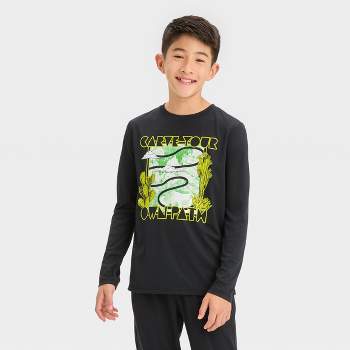 Boys' Long Sleeve 'Carve Your Own Path' Graphic T-Shirt - All in Motion™ Black