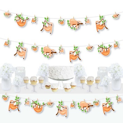 Big Dot of Happiness Let's Hang - Sloth - Baby Shower or Birthday Party DIY Decorations - Clothespin Garland Banner - 44 Pieces