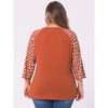 Agnes Orinda Women's Plus Size Top Raglan Floral Print V Neck 3/4 Sleeve Peasant Blouse - 4 of 4