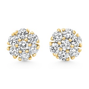Pompeii3 1Ct Diamond Cluster Pave Studs Screwback Earrings 14k Gold Lab Created - 1 of 3
