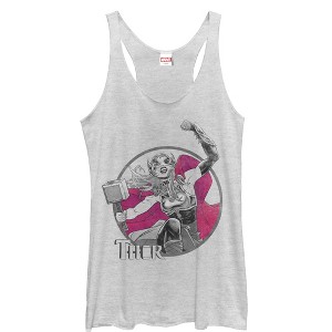 Women's Marvel Jane Foster Thor Hammer Racerback Tank Top - 1 of 3