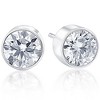 Pompeii3 .40Ct Round Brilliant Cut Natural Diamond Stud Earrings in 14K Gold Round Bezel Setting - 2 of 3
