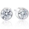 Pompeii3 .25Ct Round Brilliant Cut Natural Diamond Stud Earrings in 14K Gold Round Bezel Setting - image 2 of 3