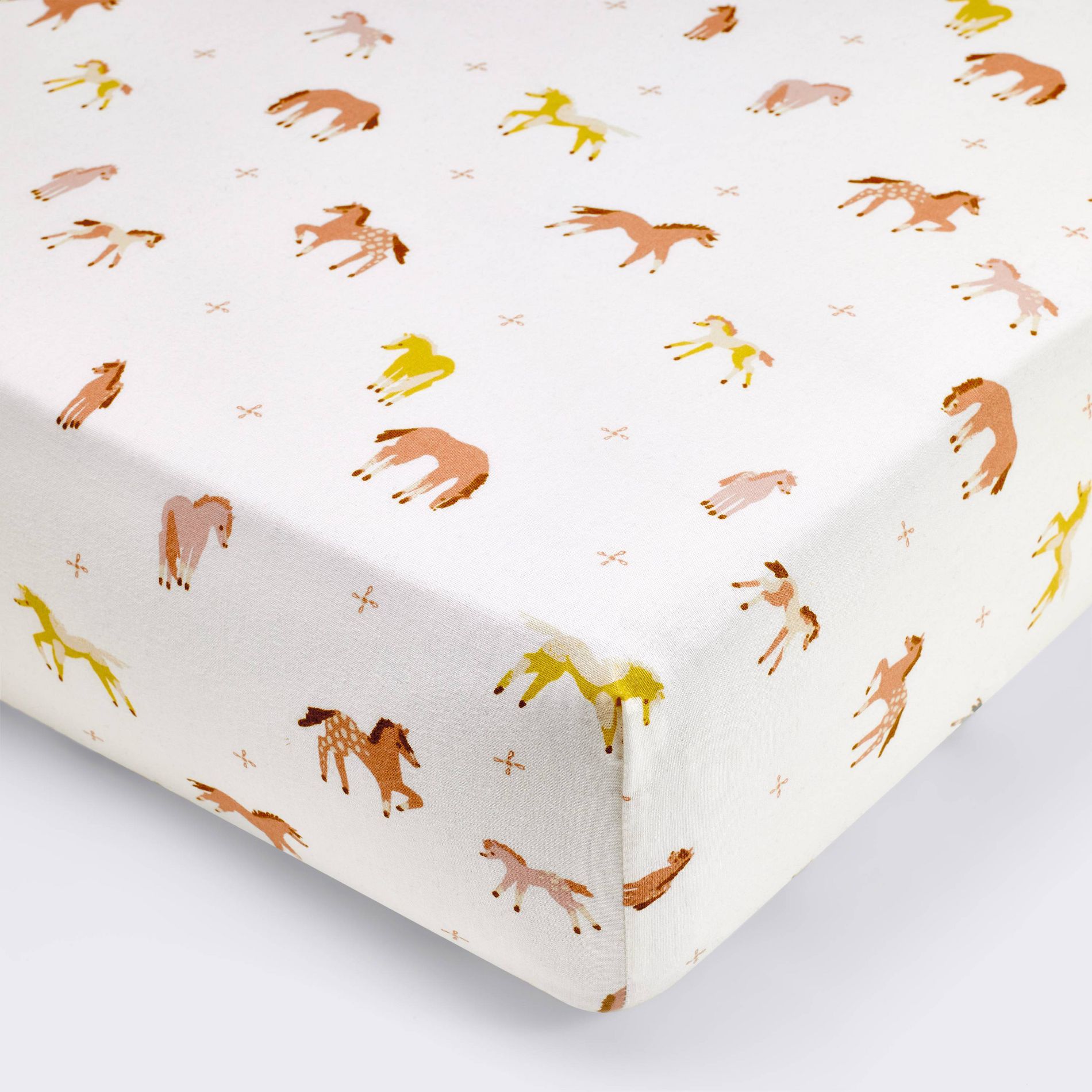 Cotton Fitted Crib Sheet - Horses - Cloud Island™: 200 Thread Count, 1-Pack, Standard Crib/Toddler