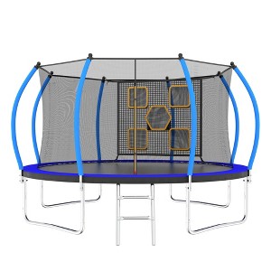 HFYee 1214/8*14FT Round Jump Trampoline Enclosure & Ladder for Backyard Fitness for Ages 8+ - 1 of 4