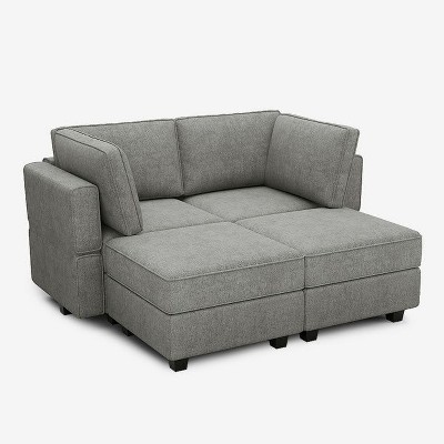 Belffin Modular Terry Sleeper Sofa with Storage Seat (4 Seats + 4 Sides)