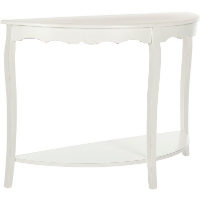 White Wood Demilune Console Table with Storage