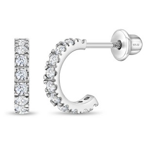 Girls' Half Hoop Screw Back Sterling Silver Earrings - In Season Jewelry - 1 of 4