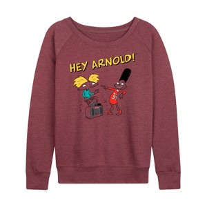 Women's - Hey Arnold! - Best Buds Lightweight French Terry Wide Neck Long Sleeve Shirt - 1 of 4