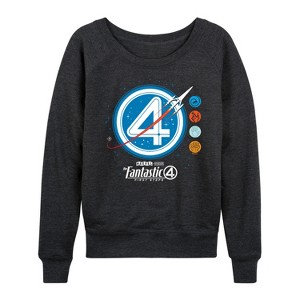 Women's - Marvel - Fantastic Four Space Logo Lightweight French Terry Wide Neck Long Sleeve Shirt - 1 of 4