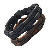 Steeltime Men's 2pc genuine braided black and brown leather drawstring bracelets - 2 of 4