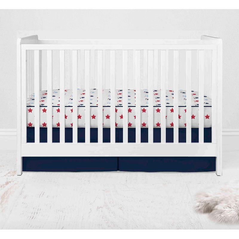 Bacati - Boys Nautical Muslin Whales Boat Red Blue Navy 3 pc Crib Bedding Set, 3 of 10