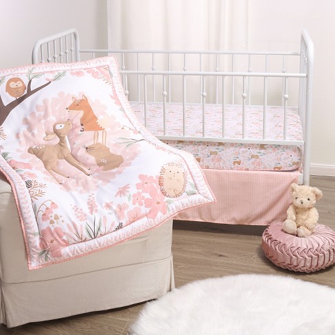 Pink crib store bedding set