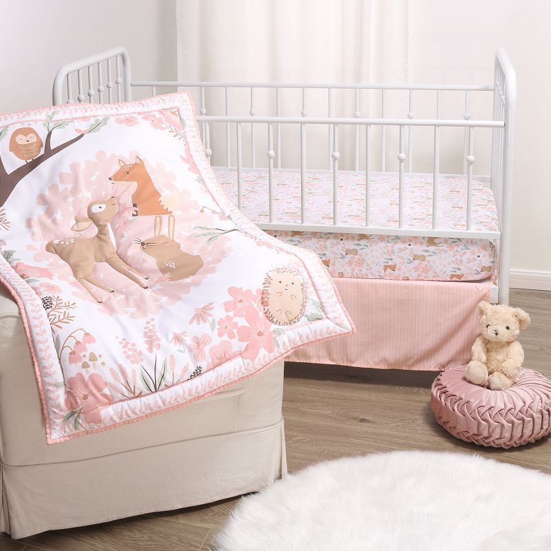 The Peanutshell Fairytale Forest Pink Crib Bedding Set, 3pc to 12 Pc, For Girls, 1 of 8