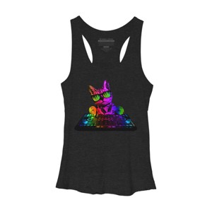 Women's Design By Humans Cool Cat DJ By clingcling Racerback Tank Top - 1 of 3
