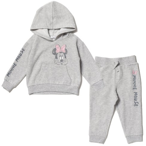 Disney Minnie Mouse Infant Baby Girls Fleece Pullover Hoodie & Pants Gray  24 Months : Target