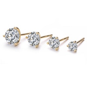 Guili CZ Stud Earrings for Baby/Kids, 4mm–7mm, in Sterling Silver with Polished Silver, Gold & Rose Gold Plating – Elegant Daily Sparkle - 1 of 3