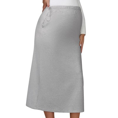 INSPIRE CHIC Womens Maternity Skirt Knitted Straight Skirts Over the Belly Stretch Solid Pregnancy Business Work