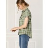 INSPIRE CHIC Women's Classic Short Sleeve Button Down Plaid Shirt - 4 of 4