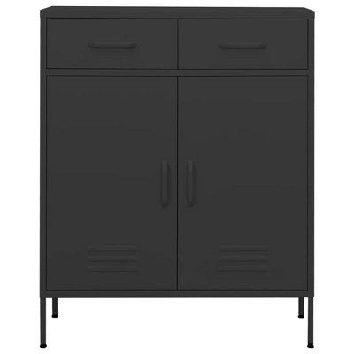 Anthracite Black Steel Freestanding Office Storage Cabinet with Adjustable Shelving