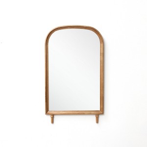 LuxenHome Horizon Arch Wooden 23.6" W x 39.6" H Wall Mirror with Legs Brown - 1 of 4
