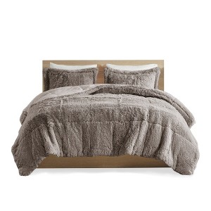 SEVOBAL Bedding Sets, Twin XL Shaggy Long Fur Comforter Mini Set for Contemporary Cozy Bedrooms, Grey, 22.44"*20.87"*8.07" - 1 of 4