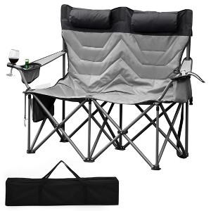 Oversized Folding Camping Chair, Outdoor Padded Portable Chair with Cup Holder, 450 LBS Capacity - 1 of 4