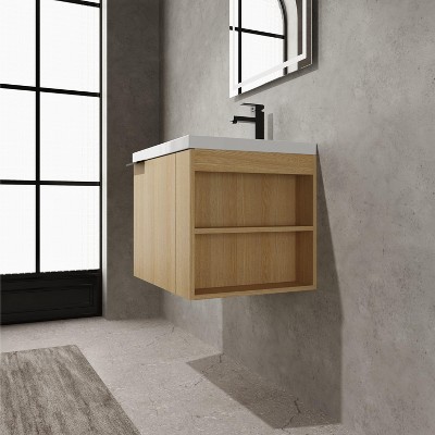 NicBex Bathroom Vanity with Sink ,Bathroom Sink Vanity with Storage Cabinets,24/30/48 inch Bathroom Sink Cabinet for Bathroom,Brown/White