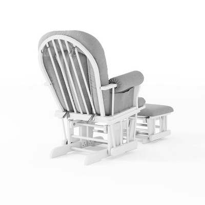 Matte White and Light Gray Glider with Ottoman Set