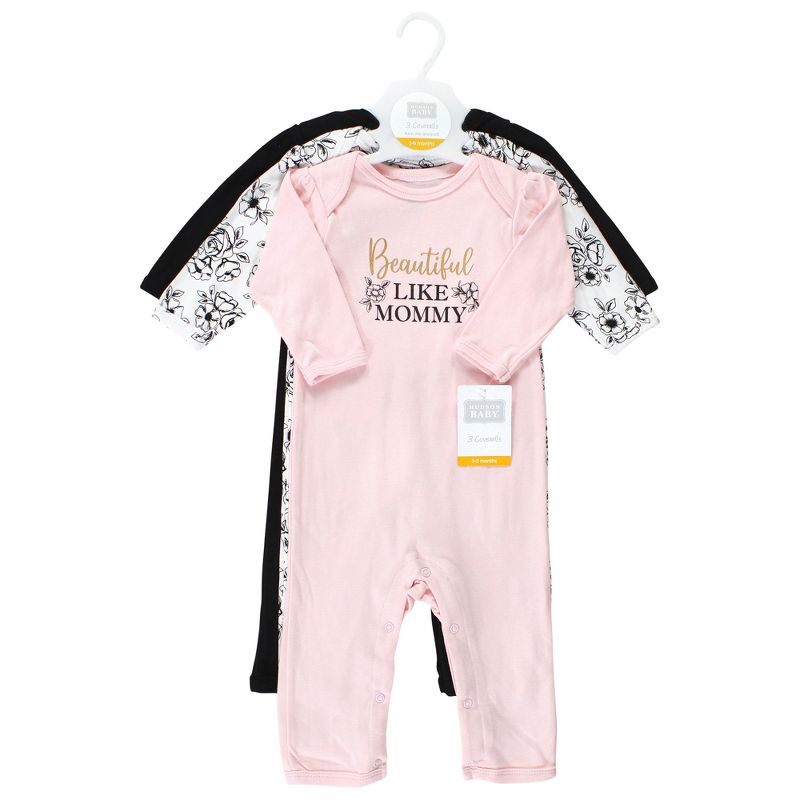 Hudson Baby Infant Girls Cotton Coveralls, Mom Dad Toile, 2 of 6
