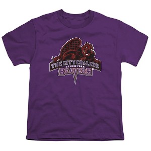 City College Of New York Distressed Primary Logo Kids T-Shirt For Youth Purple - 1 of 4