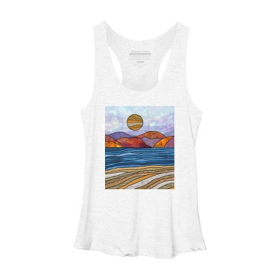 Women's Design By Humans Beach Landscape Stain Glass By Maryedenoa Racerback Tank Top