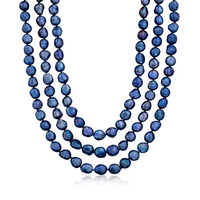 Ross-Simons 10-11mm Black Cultured Baroque Pearl Long Endless Necklace With Sterling Silver Shortener