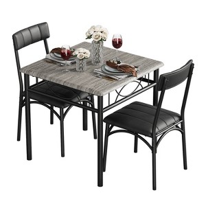 Kitchen Table and Chairs,Dining Room Table Set for 2 with Chairs, Metal & Wood Rectangular Dining Table for Small Space,Apartment - 1 of 4