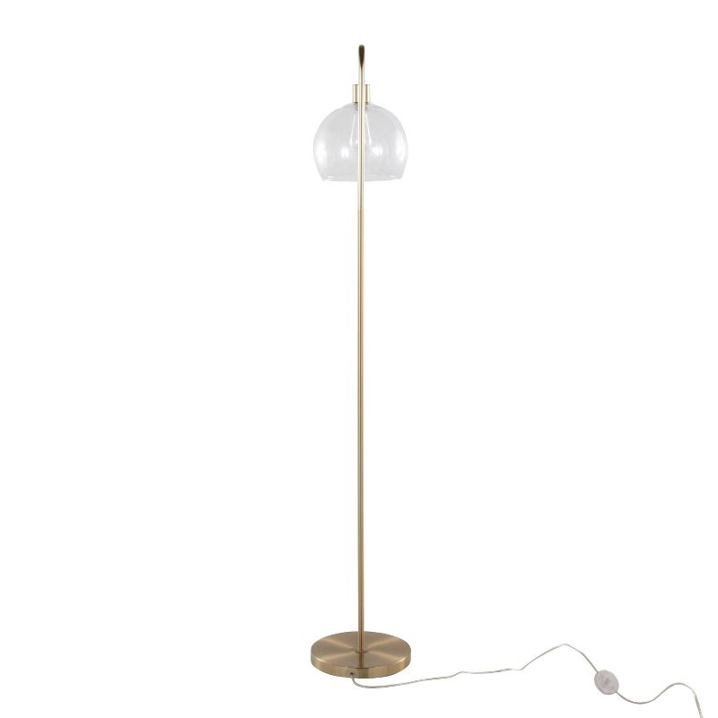 LumiSource Metro 61&#34; Contemporary Metal Floor Lamp in Royal Gold Metal with Clear Seeded Glass Shade from Grandview Gallery, 5 of 13